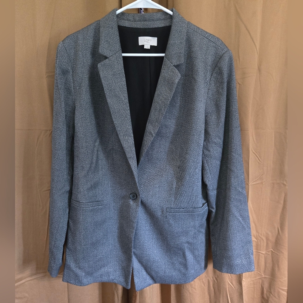 LOFT Outlet Womens Plus Gray Blazer Size 16